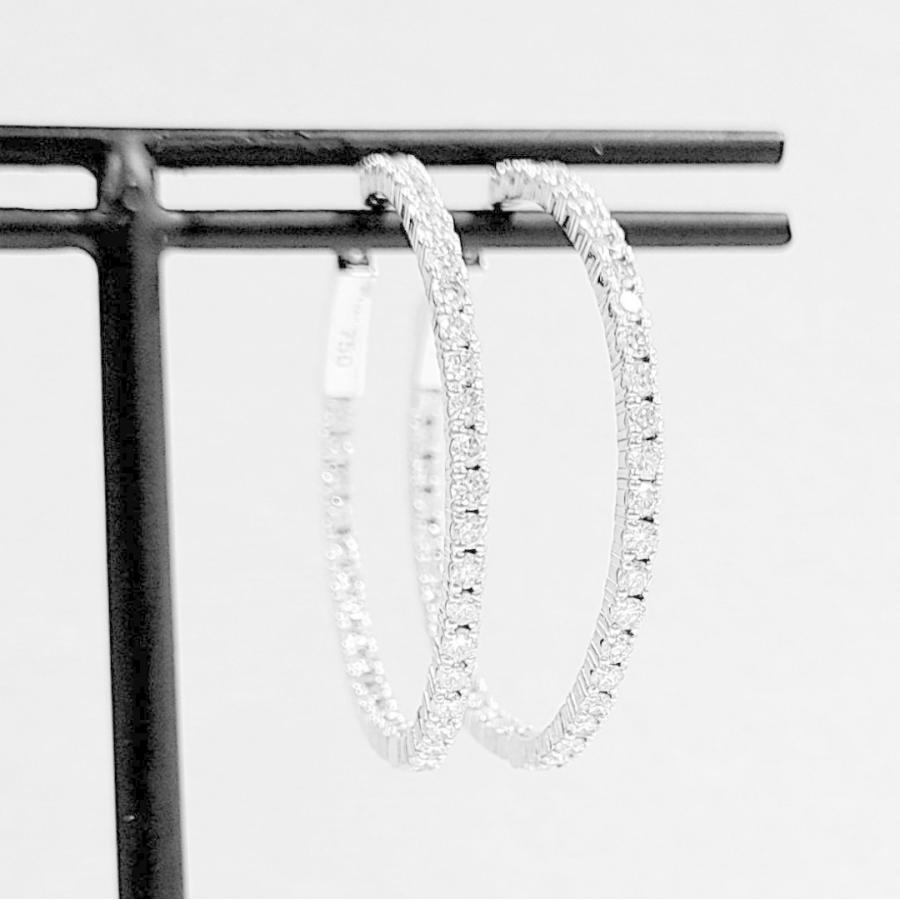 30mm!計1.5ct ダイヤモンド K18 WG フープ ピアス 鑑別書付 18 30mm!計1.5ct ダイヤモンド K18 WG フープ ピアス 鑑別書付 18