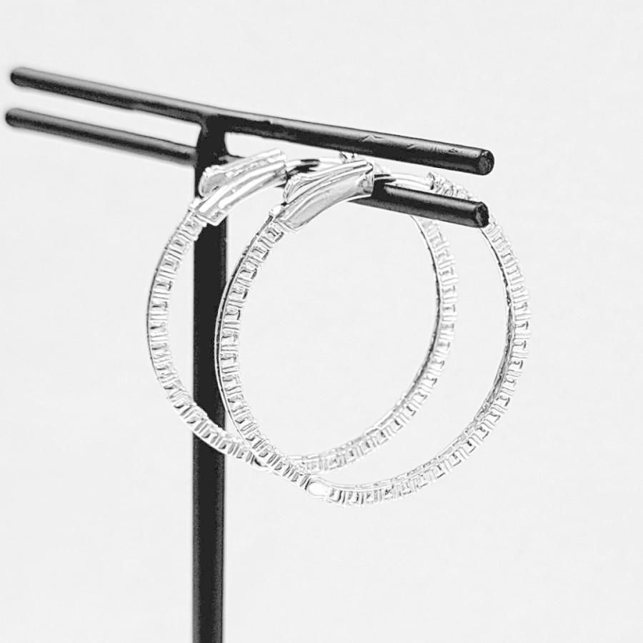 30mm！計1.5ct ダイヤモンド K18 WG フープ ピアス 鑑別書付 30mm！計1.5ct ダイヤモンド K18 WG フープ ピアス 鑑別書付 18