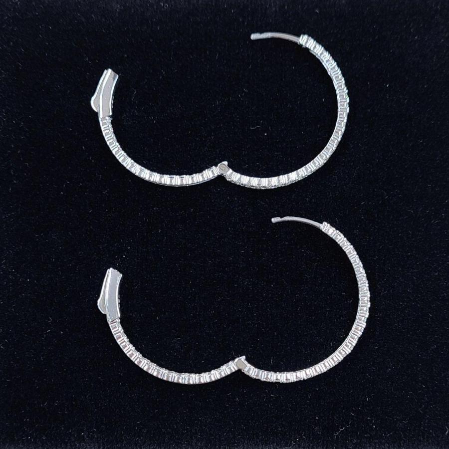 30mm！計1.5ct ダイヤモンド K18 WG フープ ピアス 鑑別書付 18
