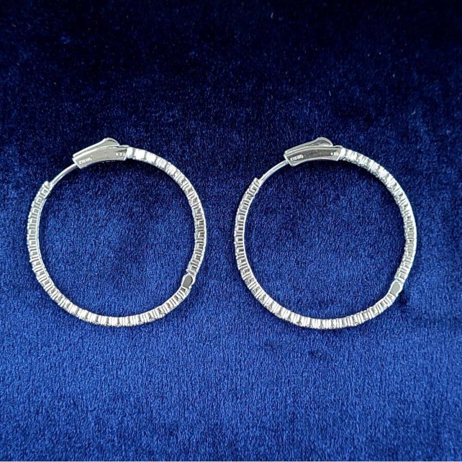 30mm!計1.5ct ダイヤモンド K18 WG フープ ピアス 鑑別書付 18 30mm!計1.5ct ダイヤモンド K18 WG フープ ピアス 鑑別書付 18