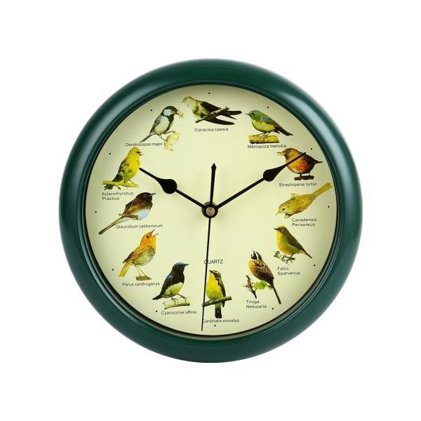 10 インチ歌う野鳥壁時計メロディー時計装飾電池式グリーンフレーム