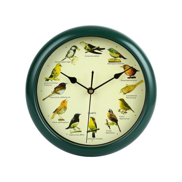 10 インチ歌う野鳥壁時計メロディー時計装飾電池式グリーンフレーム