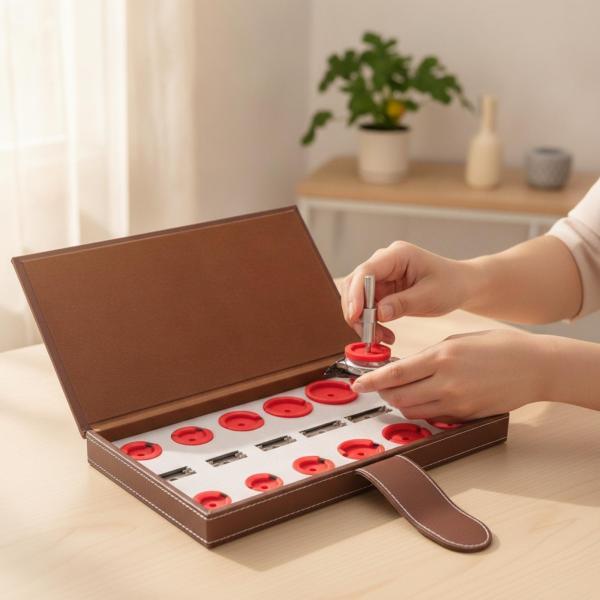 腕時計修理工具 腕時計修理デバイス ケースオープナー プレスツール ダイパーツ アダプターブロック 収納ケース 携帯収納 整理保管 ベンチメンテナンスに適用