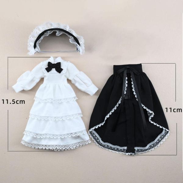 1/12 BJDドールドレス、ヘッドウェア、ドレスエプロン装飾、かわいい