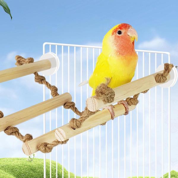 鳥はしご 木製鳥とまり木 柔軟な棚 オウム ハムスター クライミング