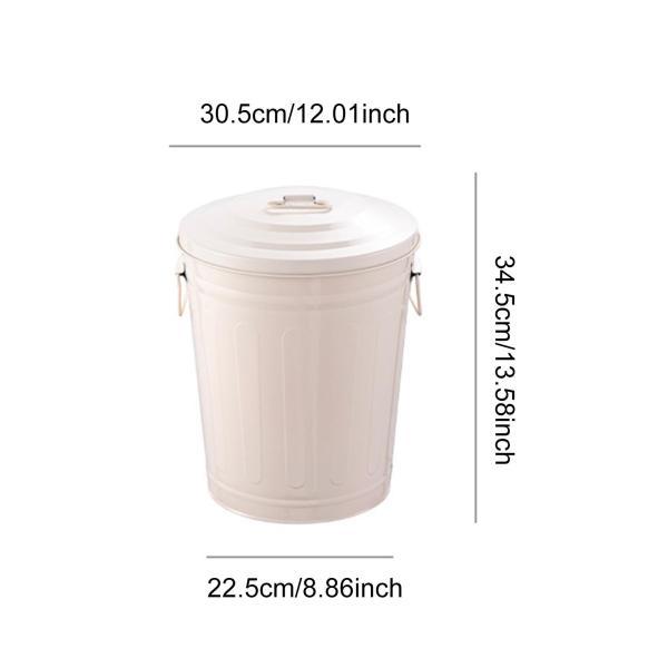 屋外用金属製ゴミ箱 蓋付き コンポスト容器 17L 実用的 キッチン ベージュ 頑丈なゴミ箱 鉄製 ガレージ ガーデン用_5