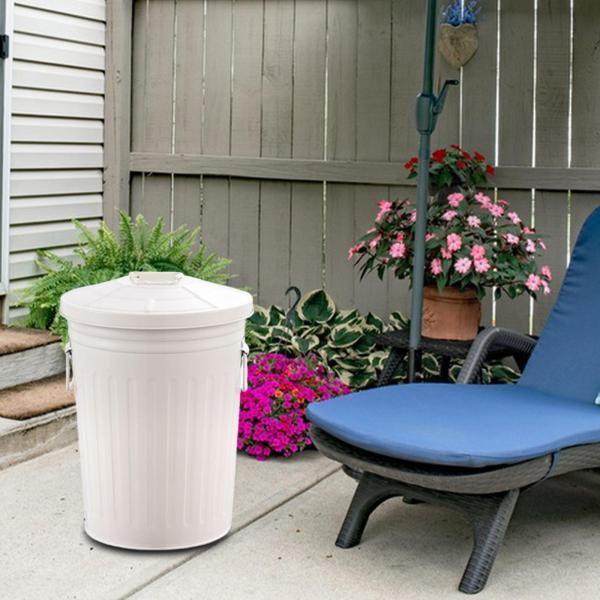 屋外用金属製ゴミ箱 ゴミ箱 48L ハンドル付き 多目的ポータブル カバー付き 家庭 農場 中庭用_1