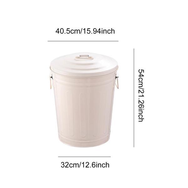 屋外用金属製ゴミ箱 ゴミ箱 48L ハンドル付き 多目的ポータブル カバー付き 家庭 農場 中庭用_5