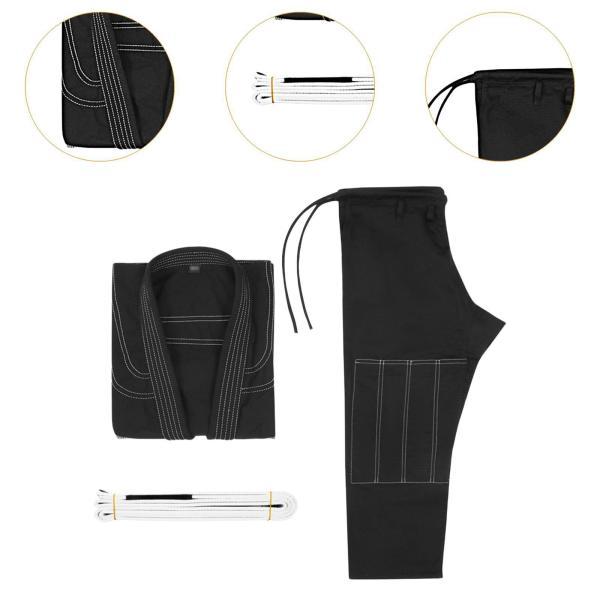  MARTIAL ARTSウォームアップウェア ３点セット 黒 ブラジリアン柔術着スーツ 耐摩耗性パンツ ジャケット 柔術着ベルト