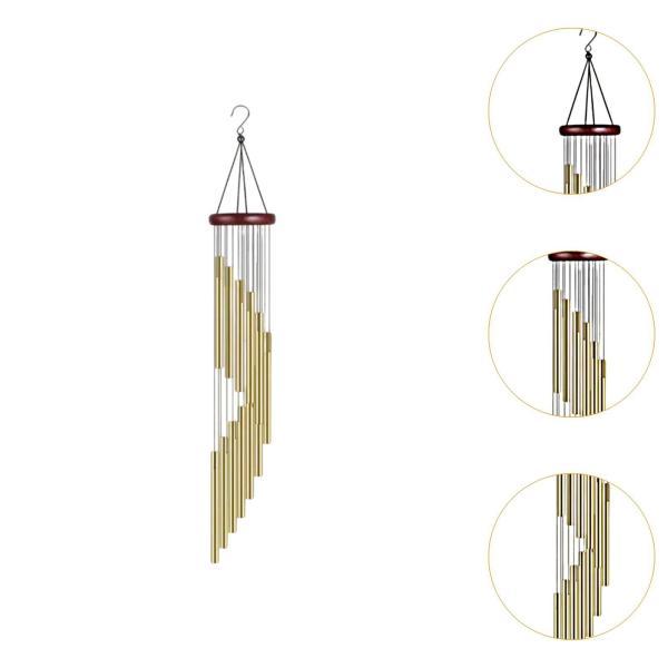ゴールド 屋外用ウィンドチャイム 屋外用低音女性用大型風鈴