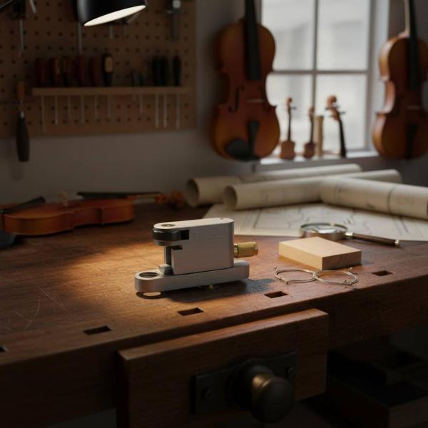 バイオリンインレイマーカー 楽器製作工具 溝切りガイド 精密構造 調整可能深さ 金属ボディ ロゼットカッター チャンネル加工 曲面プレート対応 制作現場に適用