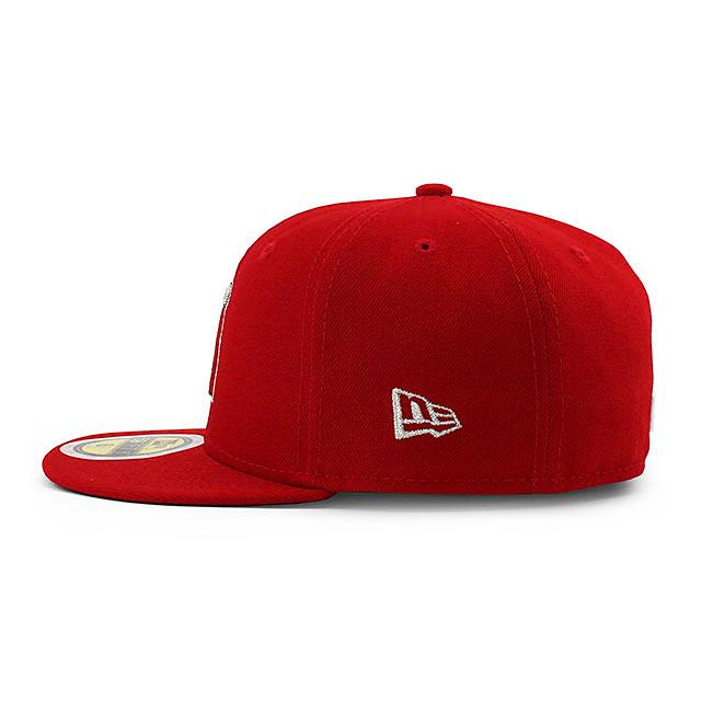 子供用 大谷翔平ア・リーグMVP記念モデル ニューエラ キャップ 59FIFTY ロサンゼルス エンゼルス YOUTH 2021 AL MVP SIDE PATCH FITTED CAP REDの画像