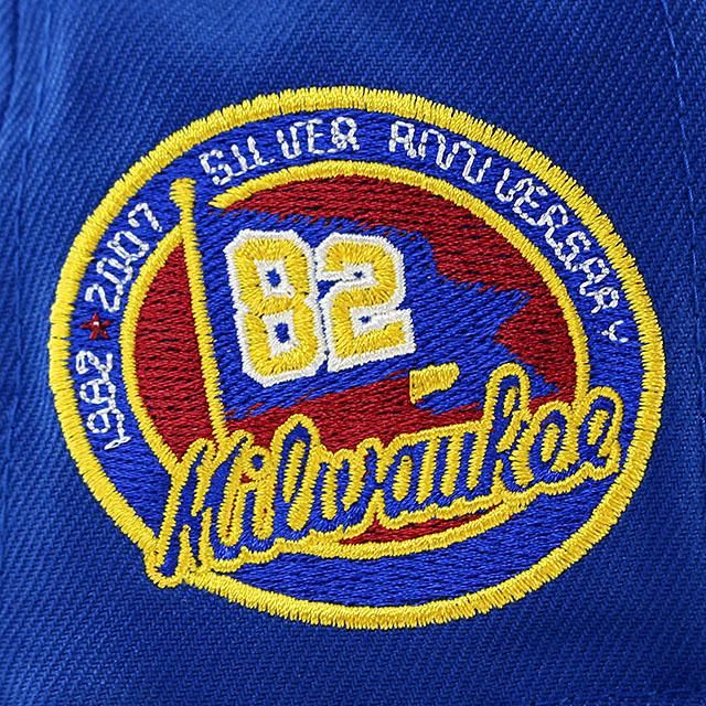 ニューエラ キャップ 59FIFTY ミルウォーキー ブルワーズ MLB 2007 SILVER ANNIVERSARY MAROON BOTTOM FITTED CAP BLUE NEW ERA MILWAUKEE BREWERS｜amazingstore｜06