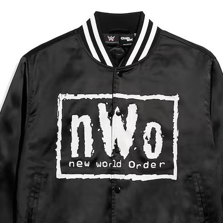 海外取寄 WWE ジャケット nWo OG QUILTED SATIN FULL-SNAP JACKET BLACK CHALK LINE ブラック チョークラインの画像