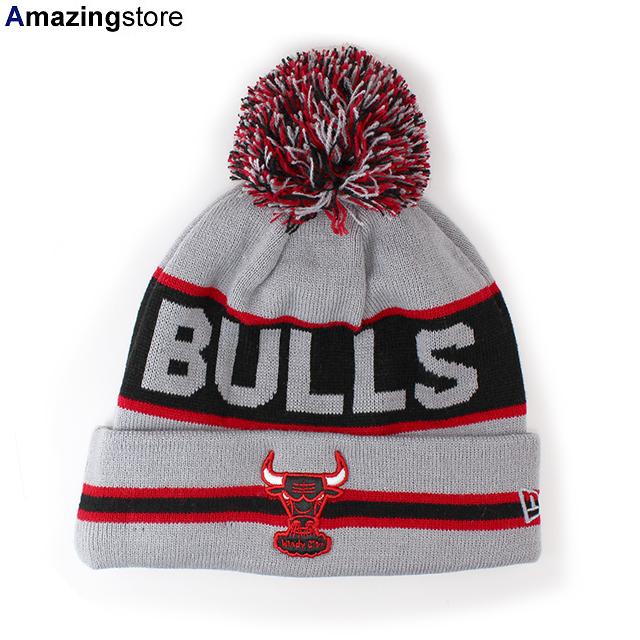 ニューエラ ニットキャップ ビーニー シカゴ ブルズ  NBA THE-COACH POM KNIT BEANIE CAP GREY-BLACK  NEW ERA CHICAGO BULLS｜amazingstore