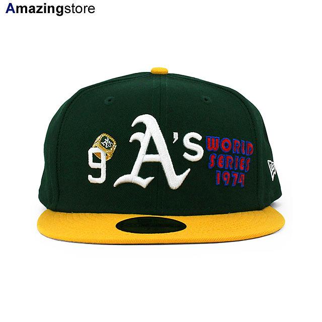 ニューエラ キャップ 59FIFTY オークランド アスレチックス MLB WORLD SERIES CHAMPIONS COUNT THE RING FITTED CAP GREEN-GOLD NEW ERA OAKLAND ATHLETICS :hl45455:Amazingstore 通販 ビンテージ キャップ ブラック 刺繍 ロゴ Flexfitボディ 黄色
