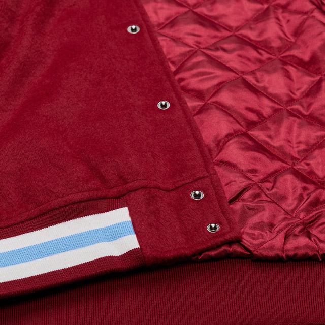 海外取寄 ミッチェル&ネス スタジアムジャケット フィラデルフィア フィリーズ MLB TEAM TRADITIONS VARSITY FULL-SNAP JACKET BURGUNDY-TANの画像