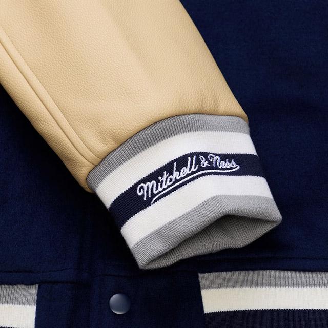 海外取寄 ミッチェル&ネス スタジアムジャケット ニューヨーク ヤンキース MLB TEAM TRADITIONS VARSITY FULL-SNAP JACKET NAVY-TANの画像
