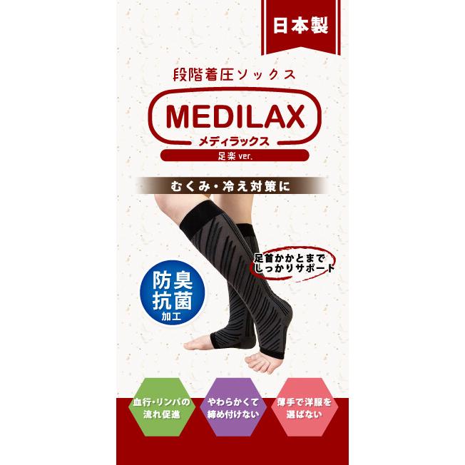 段階着圧ハイソックス MEDILAX メディラックス 足楽バージョン 弱着圧
