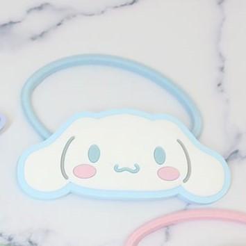 キャラクター刺繍 ホワイトヘアゴム シナモロール ラバーマスコットヘアゴム ヘアアクセサリー Cinnamoroll