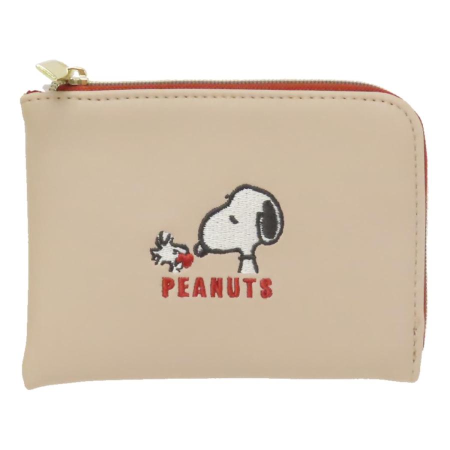 PEANUTS スヌーピー L字カードケース コインケース ファスナー付き