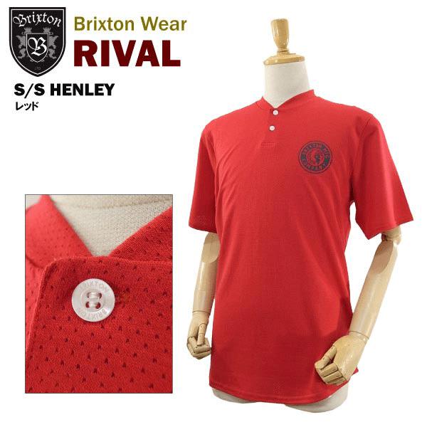 ブリクストン ライバル S/S ヘンリー レッド (Brixton RIVAL S/S HENLEY ヘンリーネック Tシャツ) 【閉店・売り切り】｜amb1