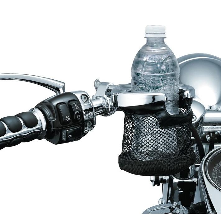 Harley Davidson - メッシュ提げ篭 ドリンク保持者:ユニバーサルクランプ、1in手持ち部分用/クローム その他バイクパーツ、アクセサリー用品-バイク