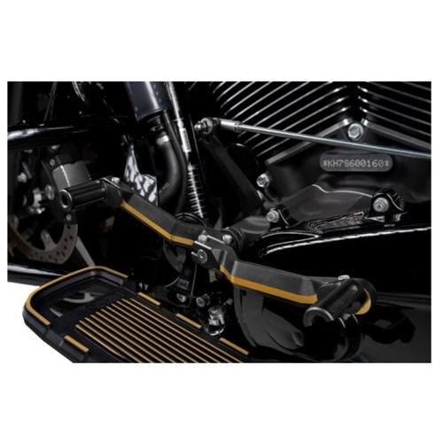 ADJUSTABLE ヒールトゥシフター:ブラック/ゴールド 2000〜17年FLST、1984年以降ツーリング、トライクの画像