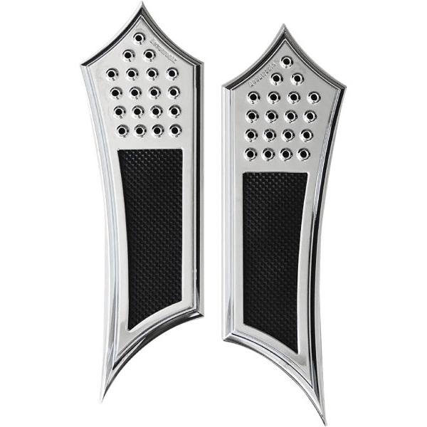 Harley Davidson - INSTIGATOR EXTENDED DRILLED ドライバーフロアボード:CHROME RUBBER INSERTS 1986〜17年FLソフテイル、1984年今後ツーリング 車、バイク、自転車-その他バイクパーツ、アクセサリー用品