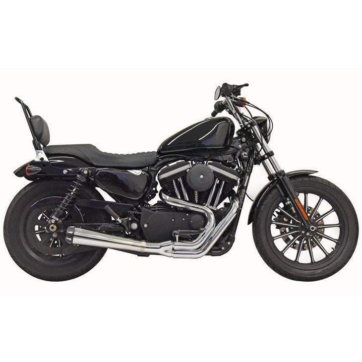 ロードレイジ 2in1マフラー:2004〜22年スポーツスターでミッドコントロール車クローム/ショート