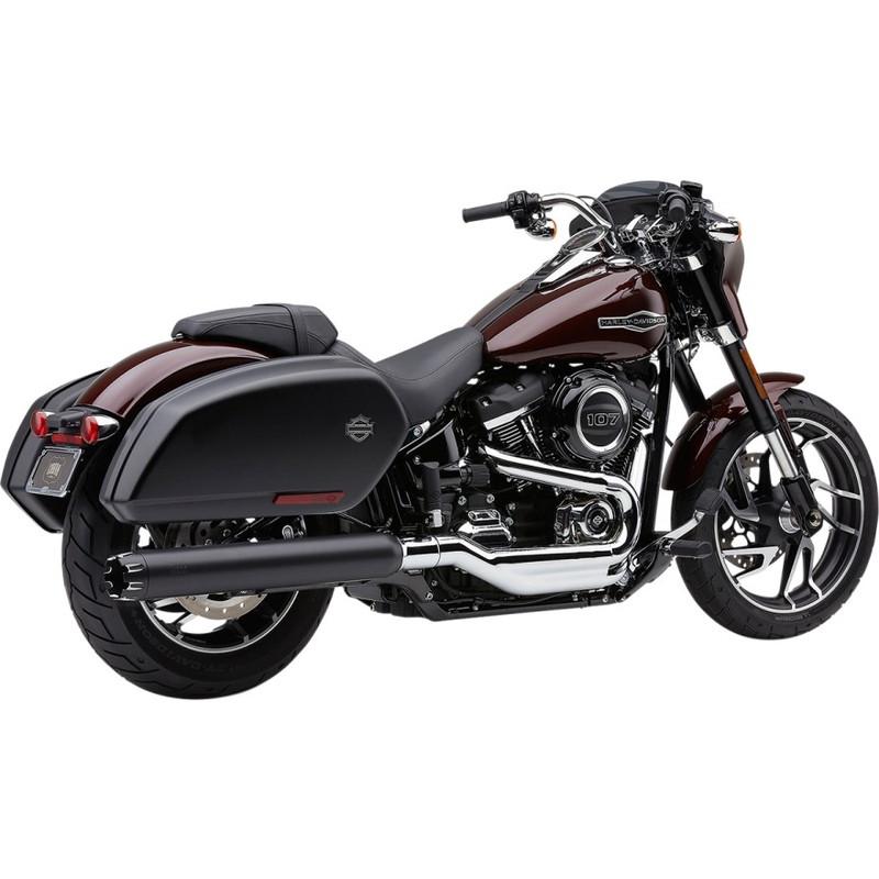 Harley Davidson - 4in デュアル切り捨てる スリップオンマフラー:2018〜20年FLSB/黒いこと シート-バイク