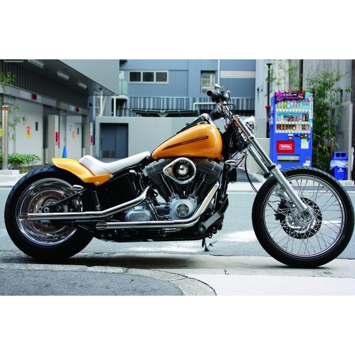 MOTOR STAGE スリップオンマフラー ブラスドラッグ:2018〜24年FLDE、FLHC/S/黒
