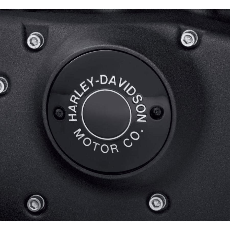 【25600134】 HD MOTOR CO.ロゴ・タイマーカバー グロスブラック2004〜22年XLモデル、XRモデル、取付穴が横列の全