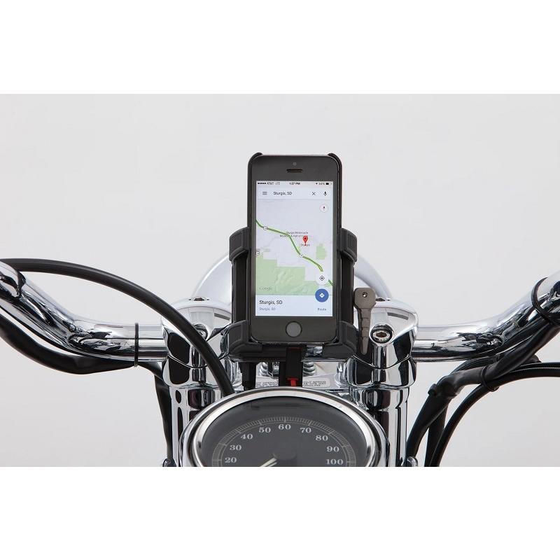 スマートフォン/GPS ホルダー Charger付き クランプマウント:ブラックの画像