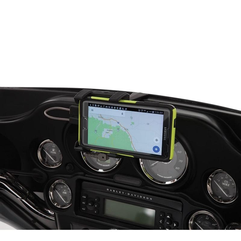 スマートフォン/GPS ホルダー Charger付き フェアリングマウント:2014〜25年FLHT、FLHX、FLHTCUTGの画像
