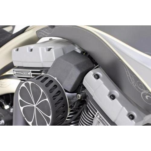 EFIカバー BLACK WRINKLE 2004〜17年ダイナモデル、2001〜17年ソフテイルモデルでTHUNDERBIKEカスタムタンク装着車の画像