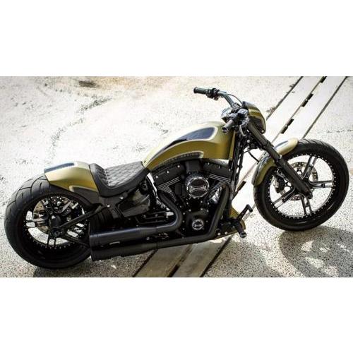 EFIカバー BLACK WRINKLE 2004〜17年ダイナモデル、2001〜17年ソフテイルモデルでTHUNDERBIKEカスタムタンク装着車の画像