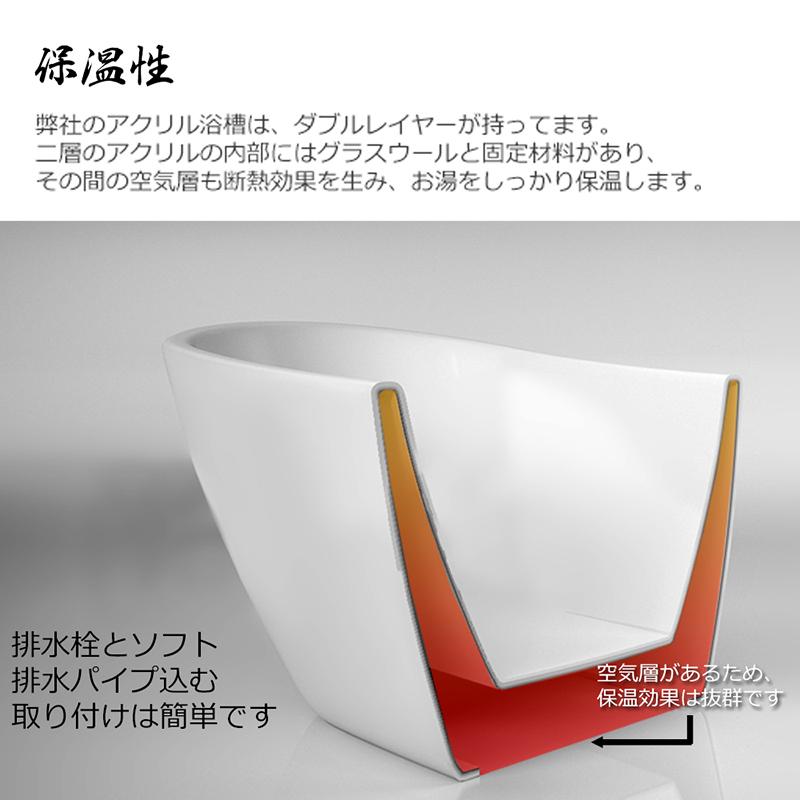 100cm小円置き型浴槽バスタブ人造大理石二重アクリル風呂湯船 100cm小円置き型浴槽バスタブ人造大理石二重アクリル風呂湯船