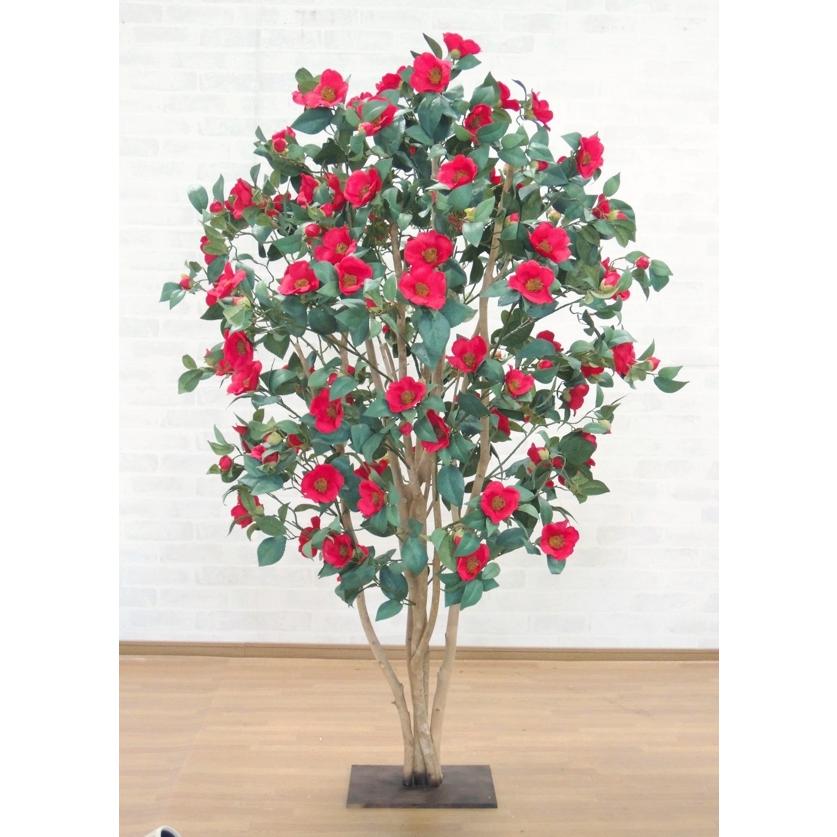 椿の木 DX赤 150cm (造花 観葉植物 人工 コンパネ レッド 造木 1.5m