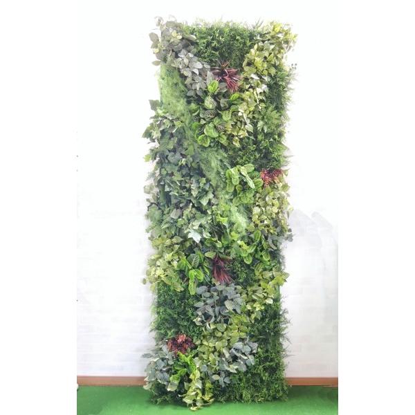 壁面 緑化 パネル　グリーン Q (インテリア ウォールデコレーション 2分割 大型 目隠し イミテーション 造花 フェイク 装飾)｜ambix