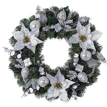 クリスマスリース シルバーポインセチアリース 45cm :AMWR6112:造花観葉植物専門店ビワールデコ - 通販 - Yahoo!ショッピング