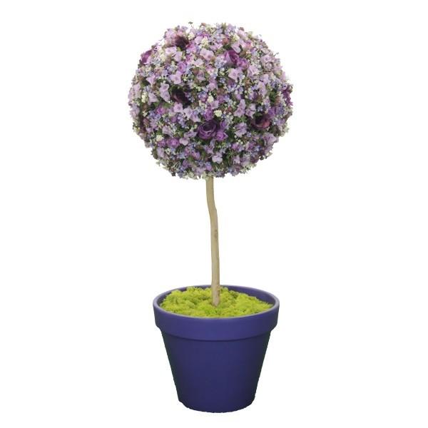 フラワートピアリー 1cm パープル 造花 人工 1cm 観葉植物 インテリア雑貨 オブジェ 置物 インテリア 置物 ディスプレイ Flower Topiary 150pu 飾り 造花観葉植物専門店ビワールデコ 円形 鉢植え 販売店 大阪