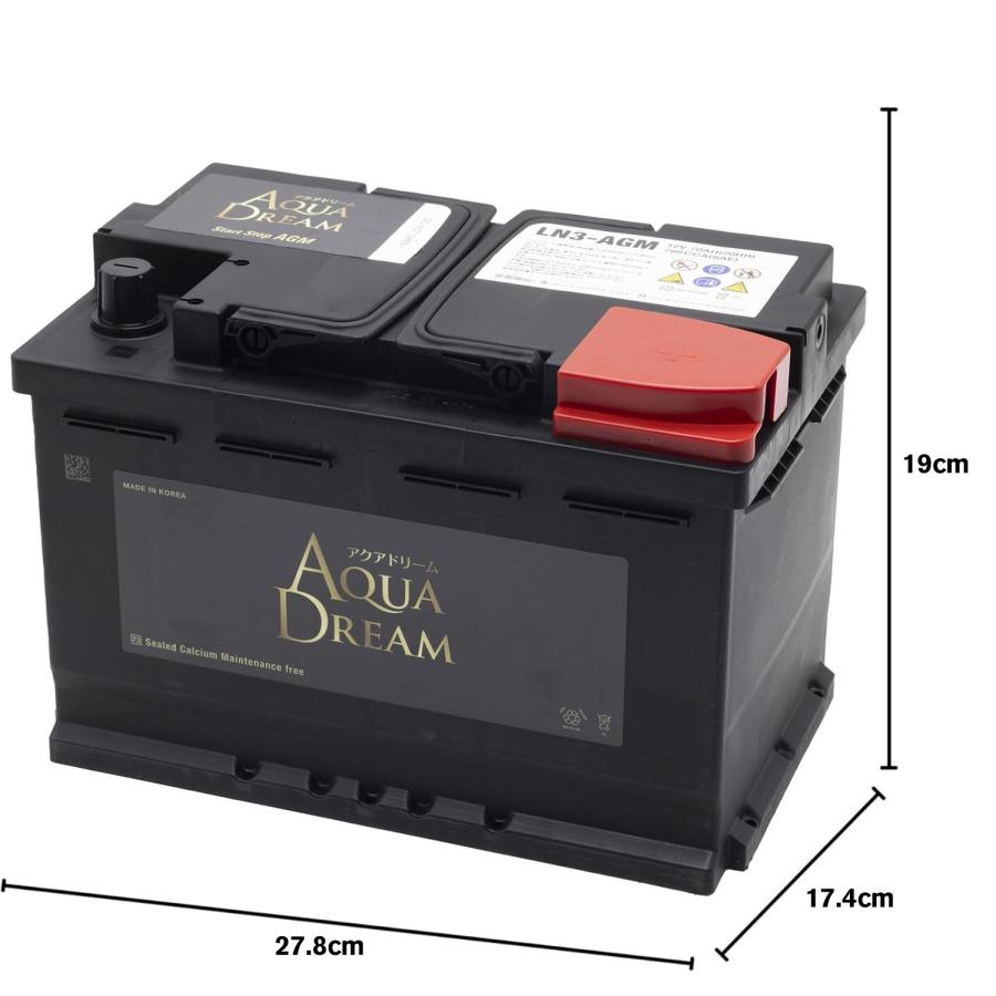 Aqua Dream LN3-AGM 自動車用バッテリー アクアドリーム（AQUA DREAM） LN3 GB-LN3-AGM 輸入車 DIN規格 欧州車