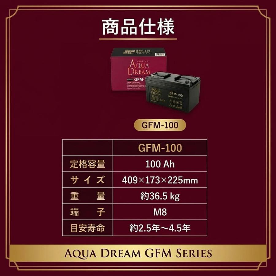 アクアドリーム（AQUA DREAM） GFM100 バッテリー 12V100Ah VRLA 制御