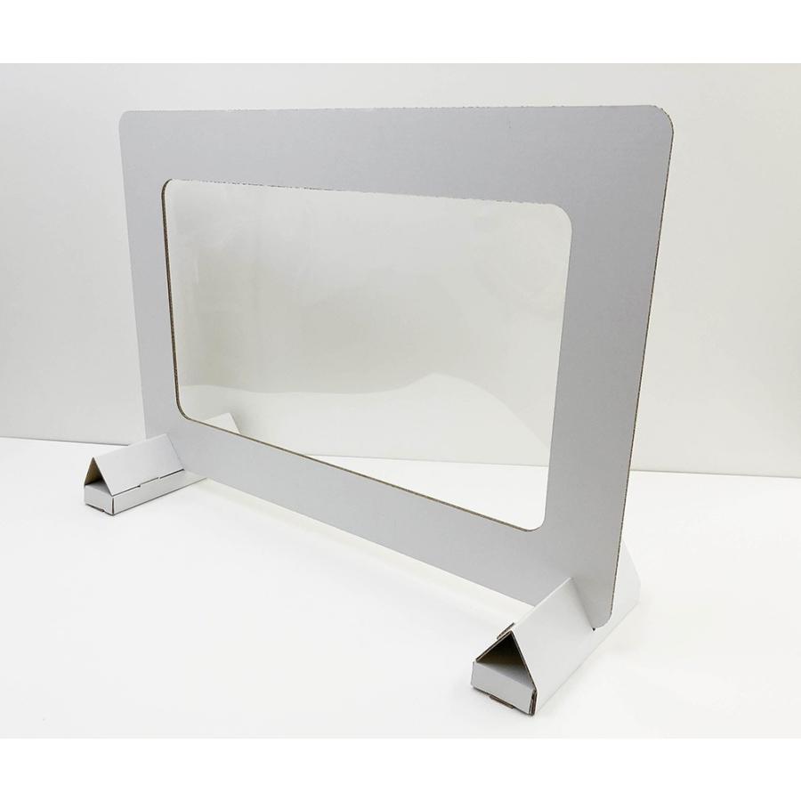 飛沫 防止 ウイルス 対策 卓上 仕切り板 デスク パーテーション 渡し 窓あり W900×H635×D300mm ダンボール PET 受付 カウンター シールド 90 63.5 30 cm 爆買 |  | 03