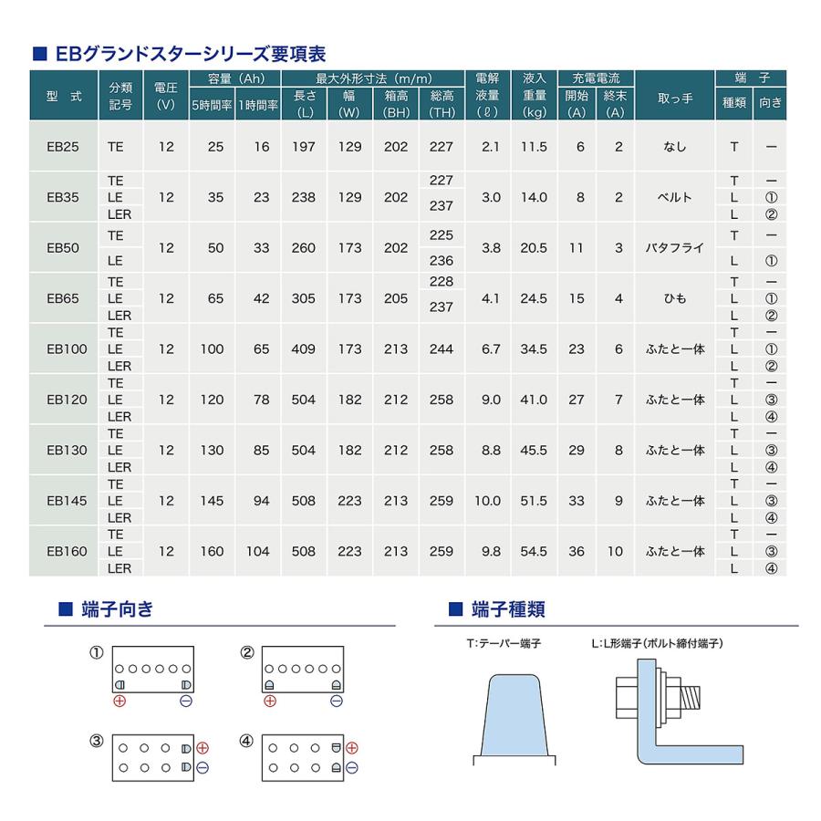GSユアサ EB120 LER GrandStar 小型電動車用鉛蓄電池 12V 120Ah 産業用