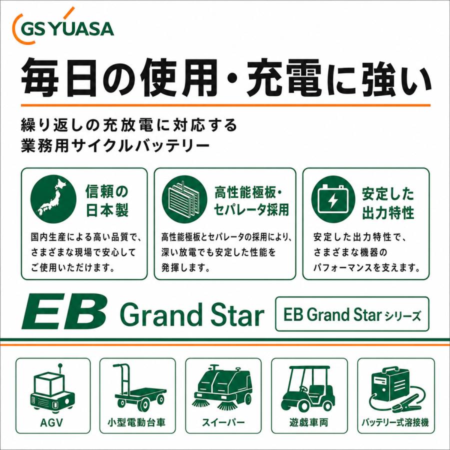 GSユアサ EB65 LE GrandStar 小型電動車用鉛蓄電池 12V 65Ah 産業用