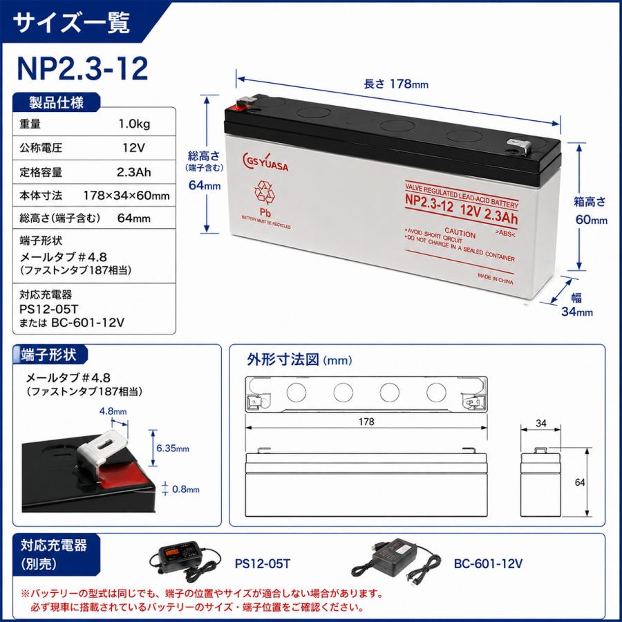 NP2.3-12 GSYUASA GSユアサ 小形制御弁式鉛蓄電池 産業 用 バッテリー