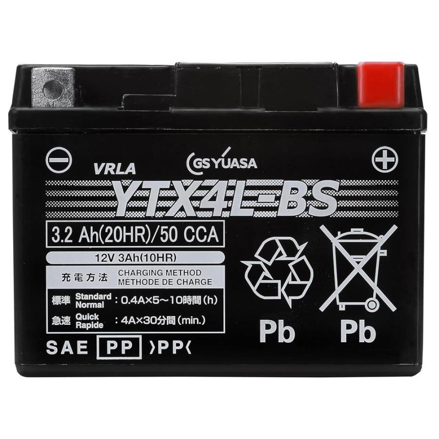 GSユアサ YTX4L-BS GSユアサ バイク 用 バッテリー GS YUASA VRLA 制御