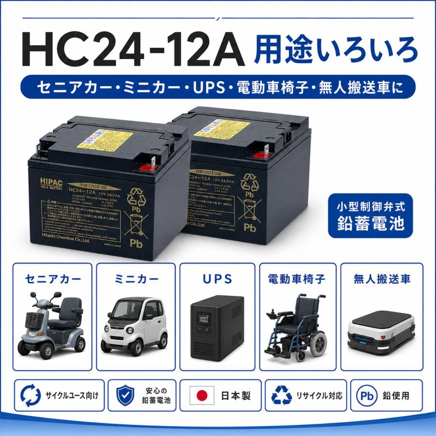 日立（HITACHI） HC24-12A 2個セット エナジーウィズ サイクル長寿命鉛